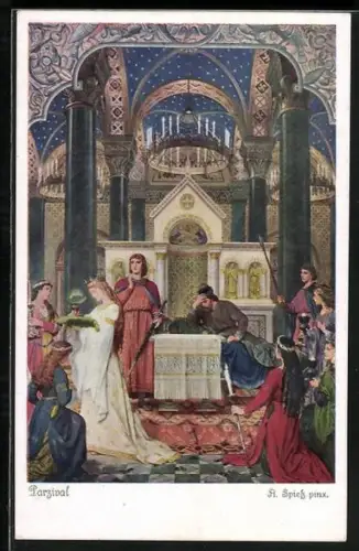 Künstler-AK Parzival, Szene aus dem Drama