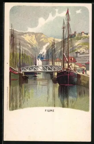 AK Fiume, Schiffe im Hafen