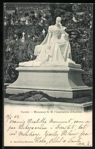 AK Territet, Monument S. M. l`Impératrice d`Austriche