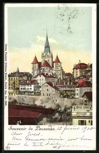 AK Lausanne, Teilansicht mit Kirche
