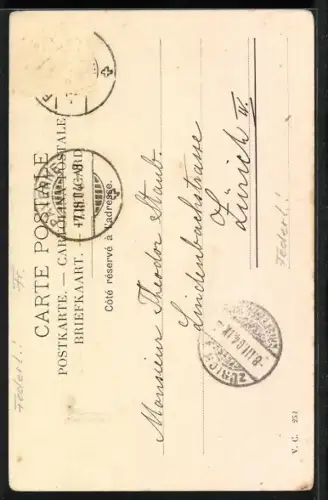 Künstler-AK Morat, Teilansicht mit Brücke vom Wasser aus