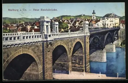AK Maribor / Marburg, Teilansicht mit neuer Reichsbrücke
