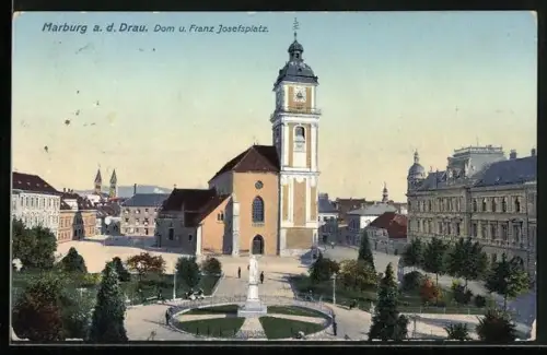AK Marburg a. d. Drau, Dom und Franz Josefsplatz