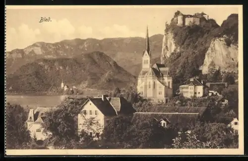 AK Bled / Veldes, Teilansicht mit Insel