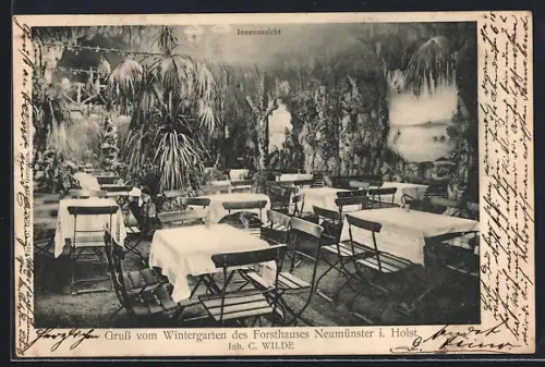 AK Neumünster i. Holst., Wintergarten des Gasthof Forsthaus, Inh. C. Wilde