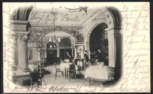 AK Kiel, Hotel zum Schlossgarten, Innenansicht