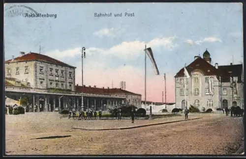AK Aschaffenburg, Bahnhof & Post