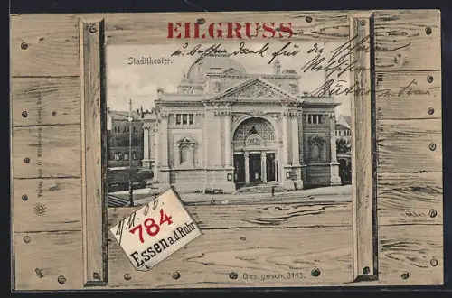 AK Essen a. d. Ruhr, Partie am Stadttheater
