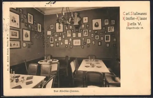AK Berlin, Carl Stallmanns Künstler-Klause, Jägerstrasse 14, Künstler-Zimmer