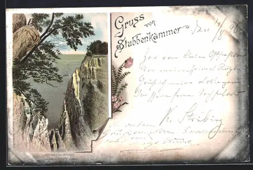 Lithographie Stubbenkammer, Zerklüftete Wand