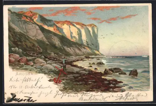 Lithographie Sassnitz, Kreidefelsen