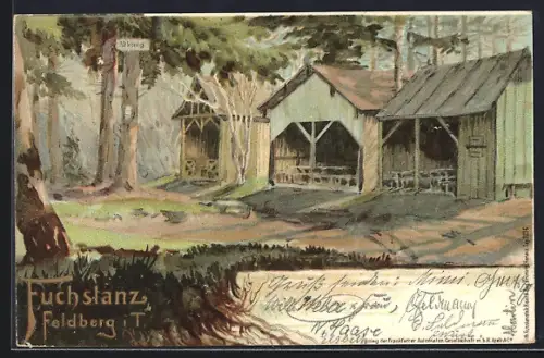 Künstler-AK Feldberg / Taunus, Waldgaststätte Fuchstanz