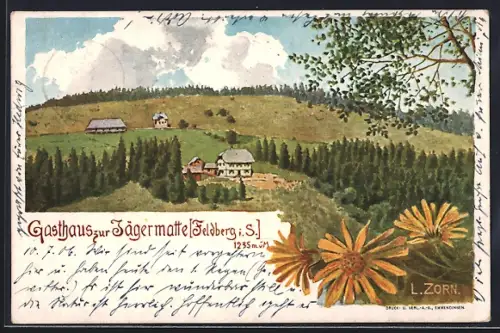 Künstler-AK Ludwig Zorn: Feldberg / Schwarzwald, Gasthaus zur Jägermatte