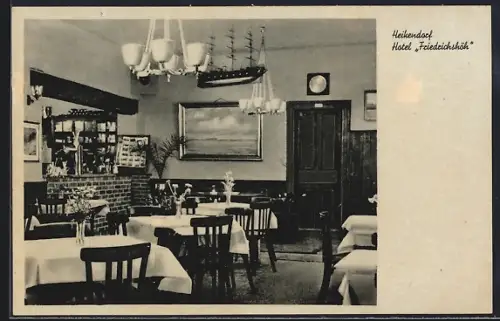 AK Heikendorf, Hotel Friedrichshöh, Innenansicht