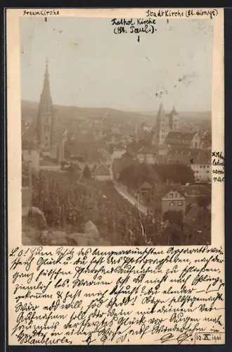 Foto-AK Esslingen a. N., Stadtkirche St. Dionys, Frauenkirche, Kathol. Kirche St. Paul