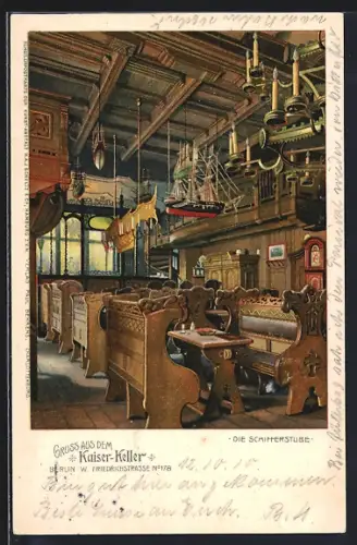 Lithographie Berlin, Gasthaus Kaiser-Keller in dert Friedrichstrasse, Die Schifferstube
