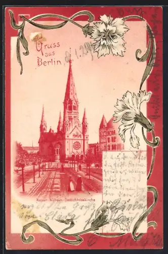 Lithographie Berlin-Charlottenburg, Kaiser-Wilhelm-Gedächtniskirche