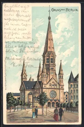 Lithographie Berlin-Charlottenburg, Kaiser-Wilhelm-Gedächtnis-Kirche