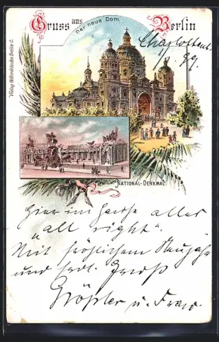 Lithographie Berlin, Neuer Dom, National-Denkmal