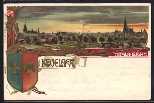 Lithographie Kevelaer, Ortspanorama, Wappen