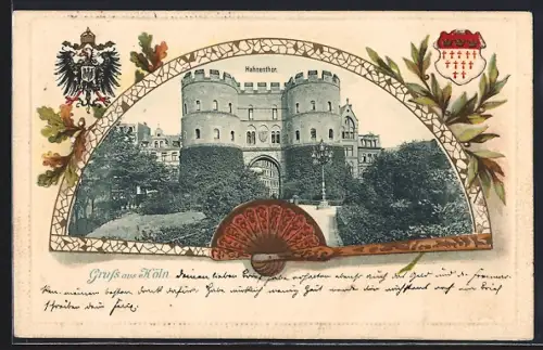 Präge-AK Köln, Hahnentor im Fächer-Passepartout, Wappen