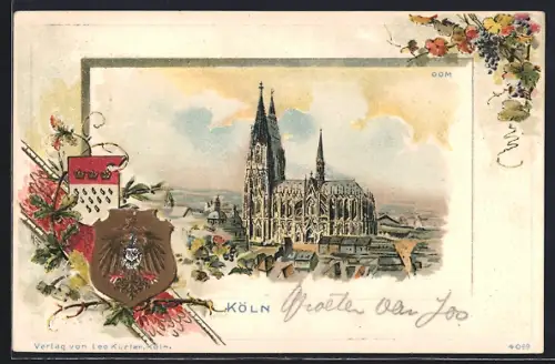 Lithographie Köln, Dom, Wappen