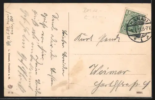 AK Hanau, Markt mit Strassenbahn