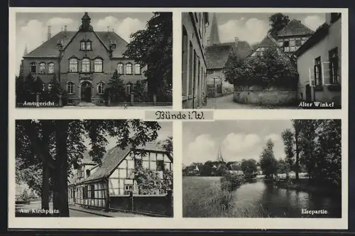 AK Bünde i. W., Amtsgericht, Alter Winkel, Am Kirchplatz, Elsepartie