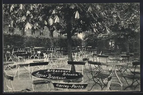 AK Bünde, Gasthof Spradower Schweiz, Garten-Partie