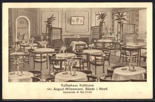 AK Bünde i. Westf., Cafe Kottmann, Eschstr. 31, Innenansicht