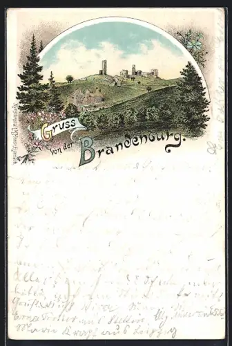 Lithographie Gerstungen, Blick zur Brandenburg