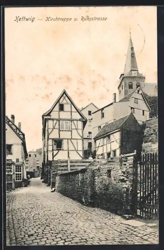 AK Kettwig, Kirchtreppe, Ruhrstrasse