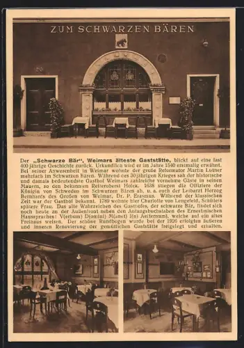 AK Weimar / Thür., Gasthaus Zum Schwarzen Bären am Markt 20, Inh. Johannes Albert
