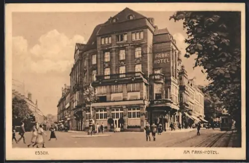 AK Essen / Ruhr, Strasseneck am Park-Hotel