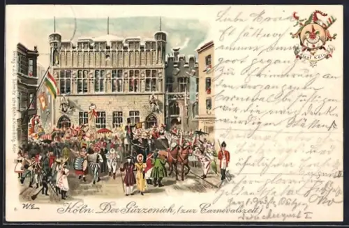 AK Köln, der Gürzenich zur Karnevalszeit, Wappen