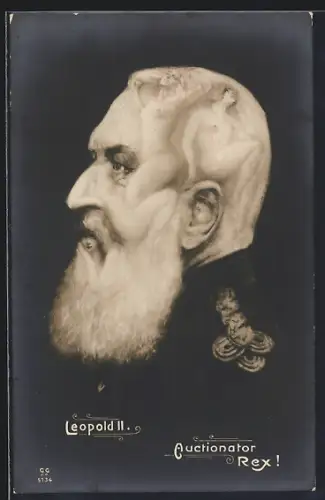 AK Nackte Frauen im Portrait von König Leopold II von Belgien in Uniform, Auctionator Rex!