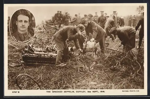 AK Cuffley, The Wrecked Zeppelin 3rd Sept. 1916, Lt. W. L. Robinson v. c.