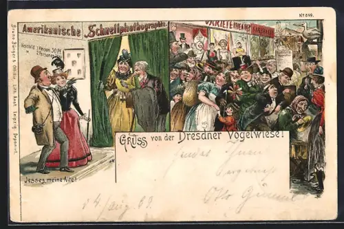 Künstler-AK Bruno Bürger & Ottillie Nr. 899: Dresden, Amerikanische Schnellphotographie auf der Dresdner Vogelwiese