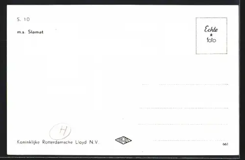 AK Handelsschiff M.S. Slamat in voller Fahrt