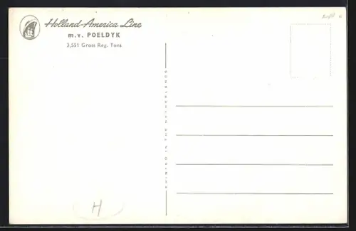 AK Handelsschiff MV Poeldyk, Holland-America-Line