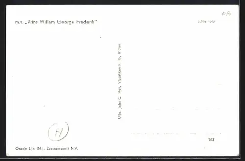 AK Handelsschiff M.S. Prins Willem George Frederik