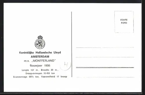 AK Handelsschiff MS Montferland in Fahrt