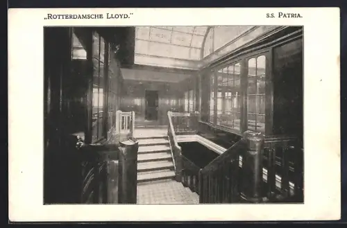 AK Passagierschiff Patria, Treppenaufgang, Rotterdamsche Lloyd