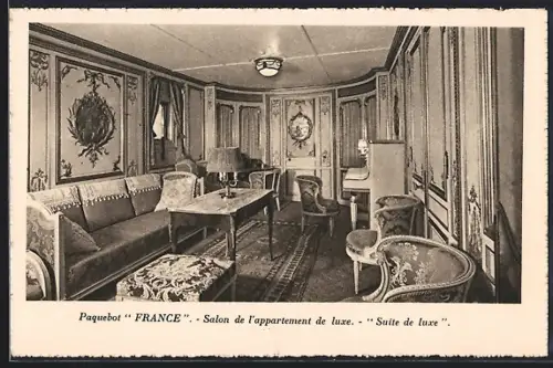 AK Passagierschiff France, Salon de l`appartement de luxe