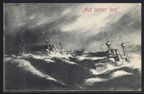 AK Kriegsschiffsflotte auf hoher See