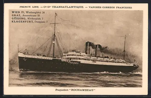 AK Paquebot Rochambeau, French Line