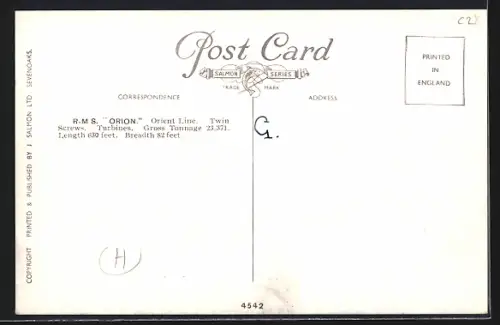 Künstler-AK Passagierschiff Orion der Orient Line
