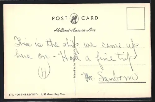 AK Handelsschiff S.S. Diemerdyk