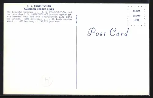 AK American Export Lines Passagierschiff SS Constitution