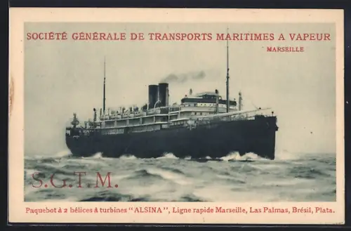 AK Passagierschiff Alsina in voller Fahrt